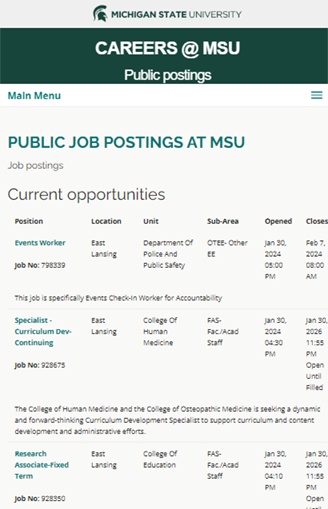 MSU-Careers-Recent-Jobs